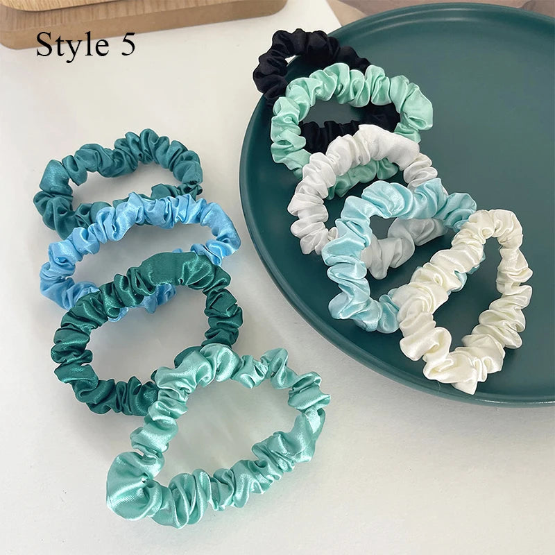 10pcs Colorful  Hair Bands Satin Silk Scrunchies