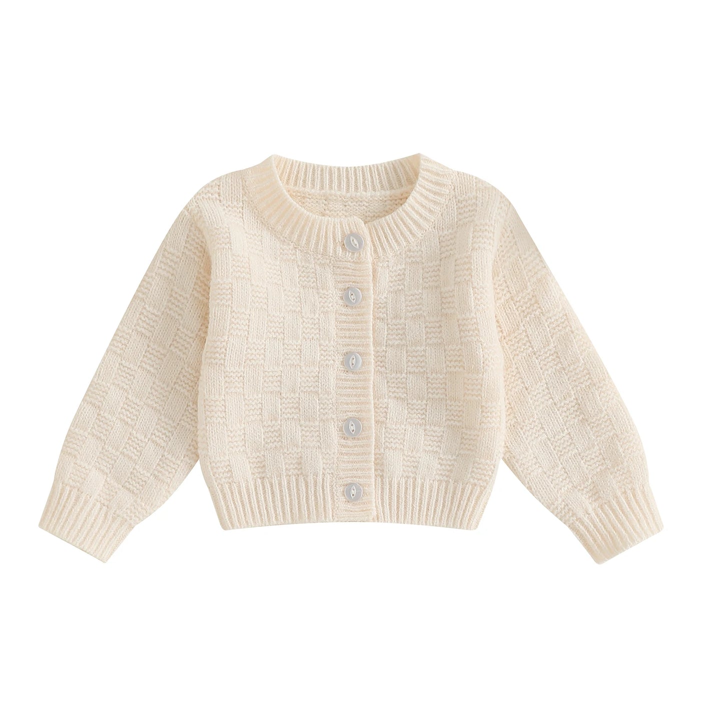 Children's Autumn Winter Cable Knit Sweater Long Sleeve Solid Color Button Down Warm Cardigan