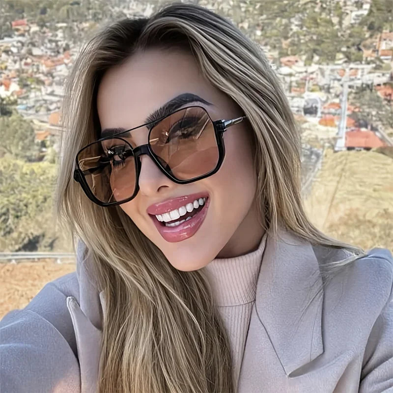 Vintage Oversized Sunglasses Women Square Shades Eyewear