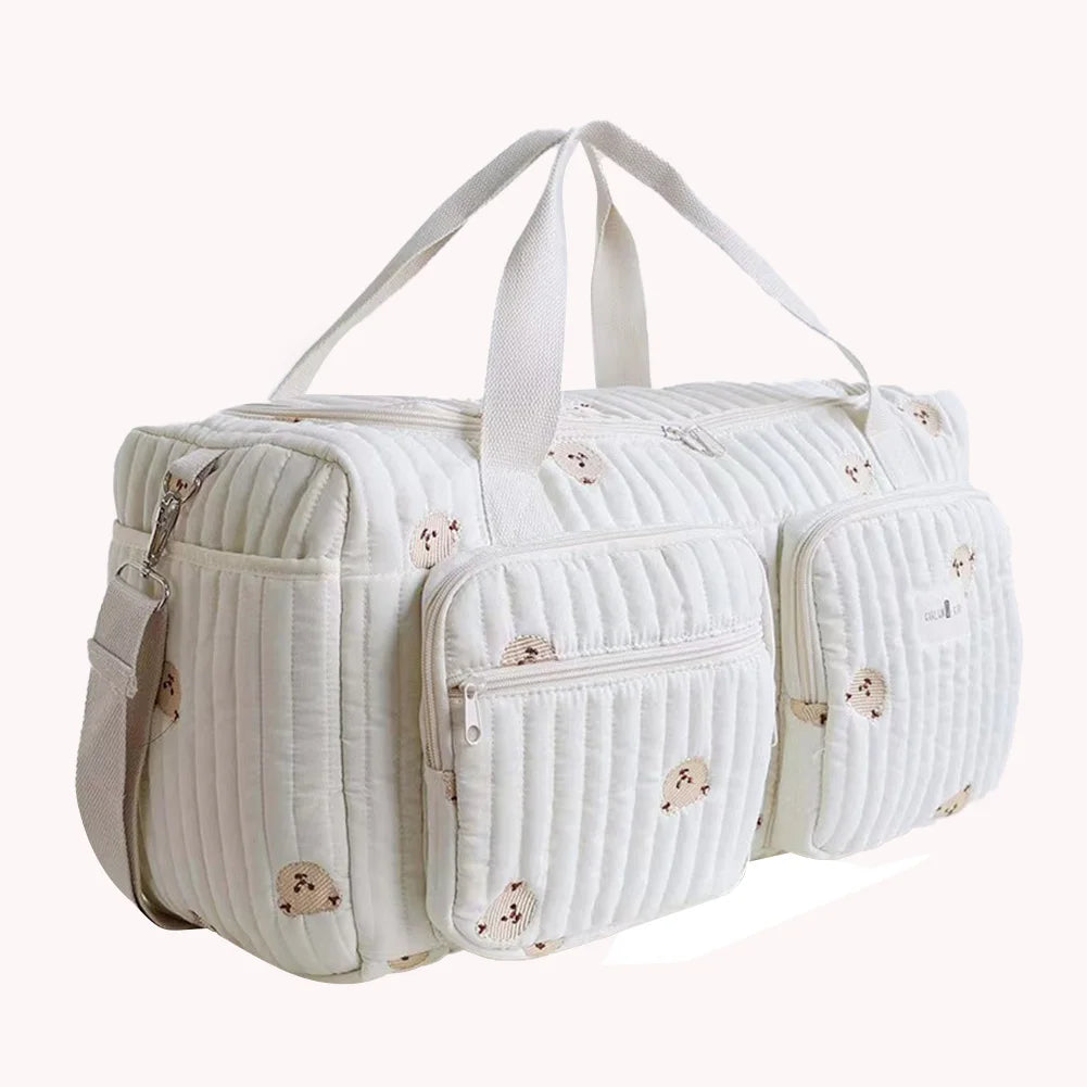 Quilted Baby Diaper Bag Large Capacity Weekender Bag Travel Bag