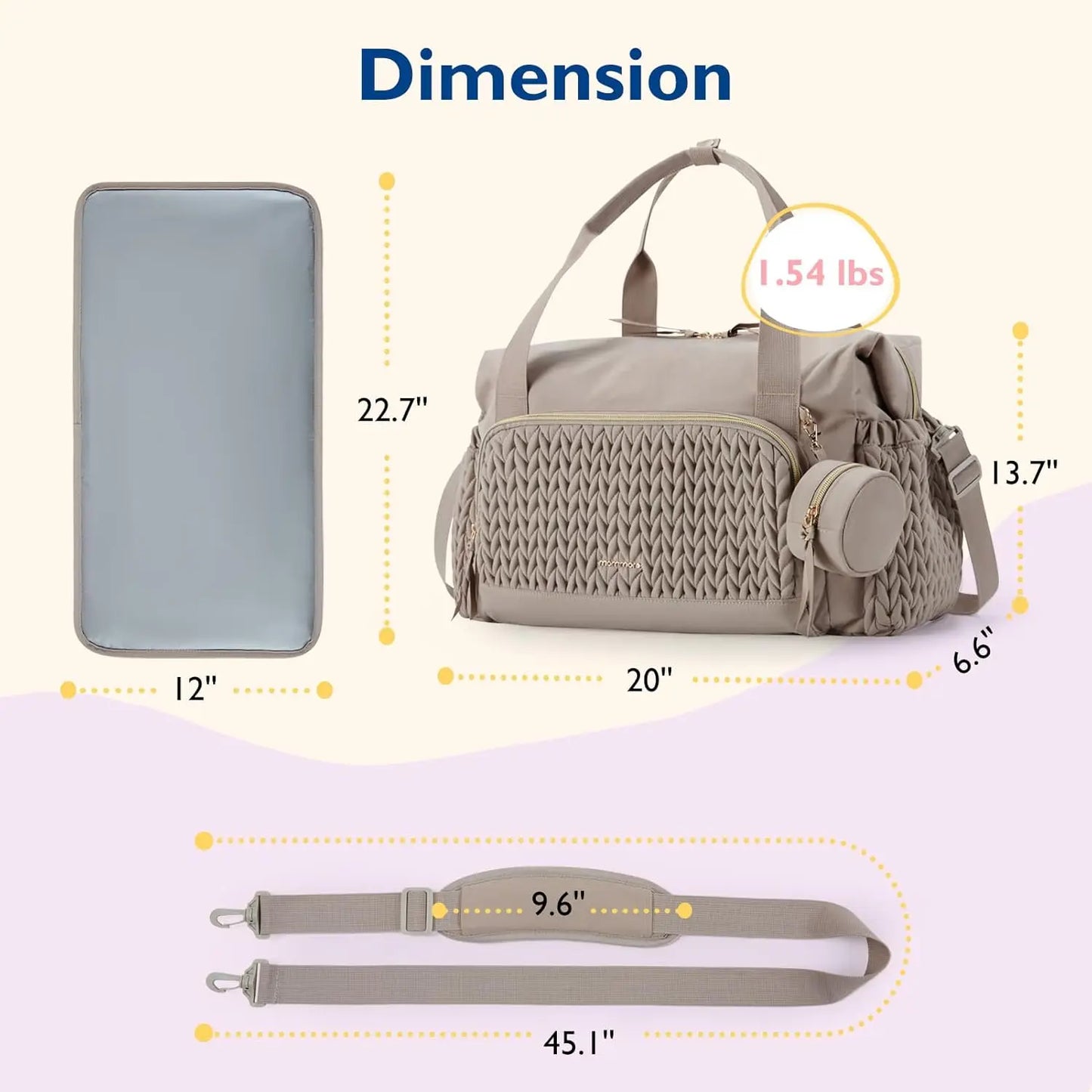 Large Capacity Travel Diaper Bag with Pacifier Case