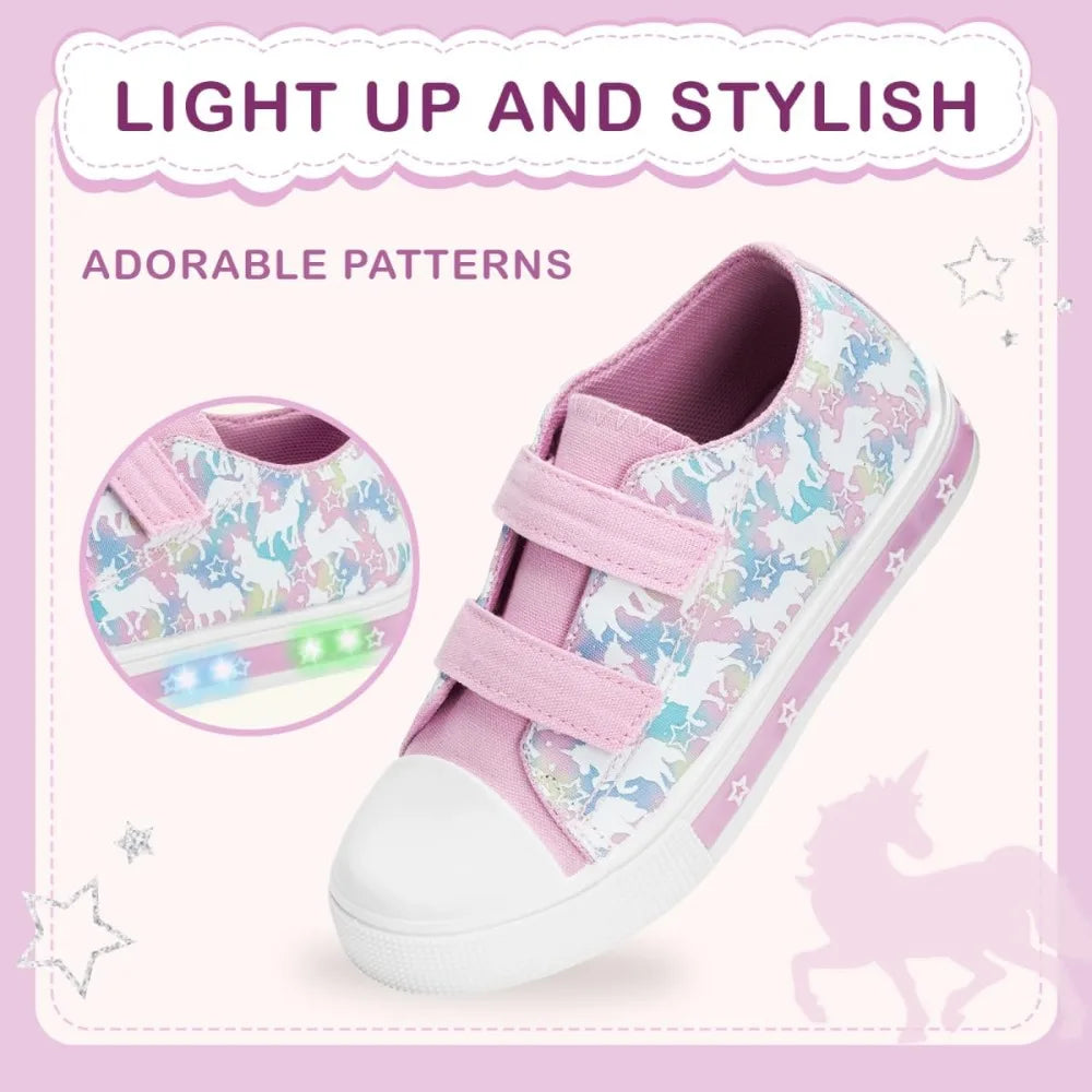 Toddler Light Up Casual Canvas Shoes with Adjustable Strap