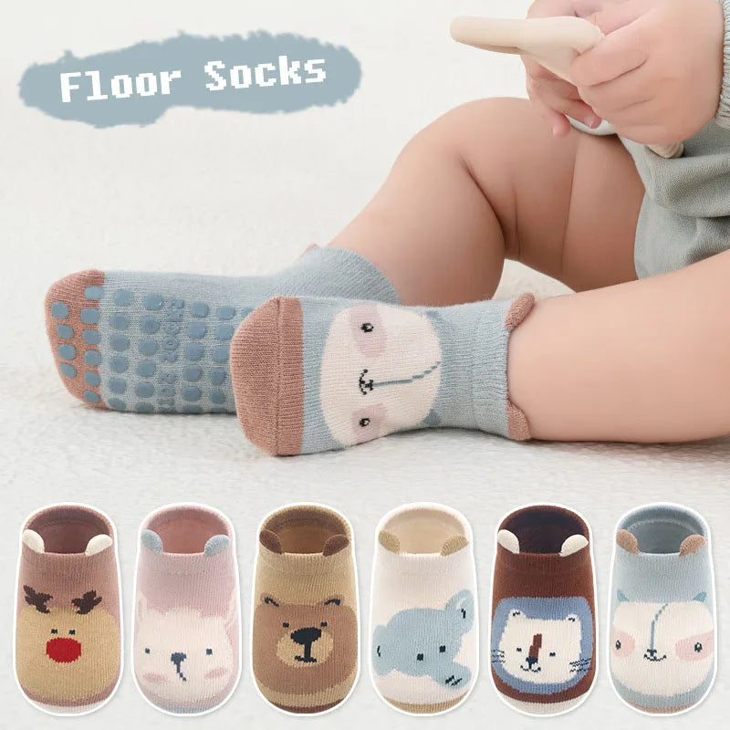 6 Pairs Cotton Socks Non-slip Boys and Girls