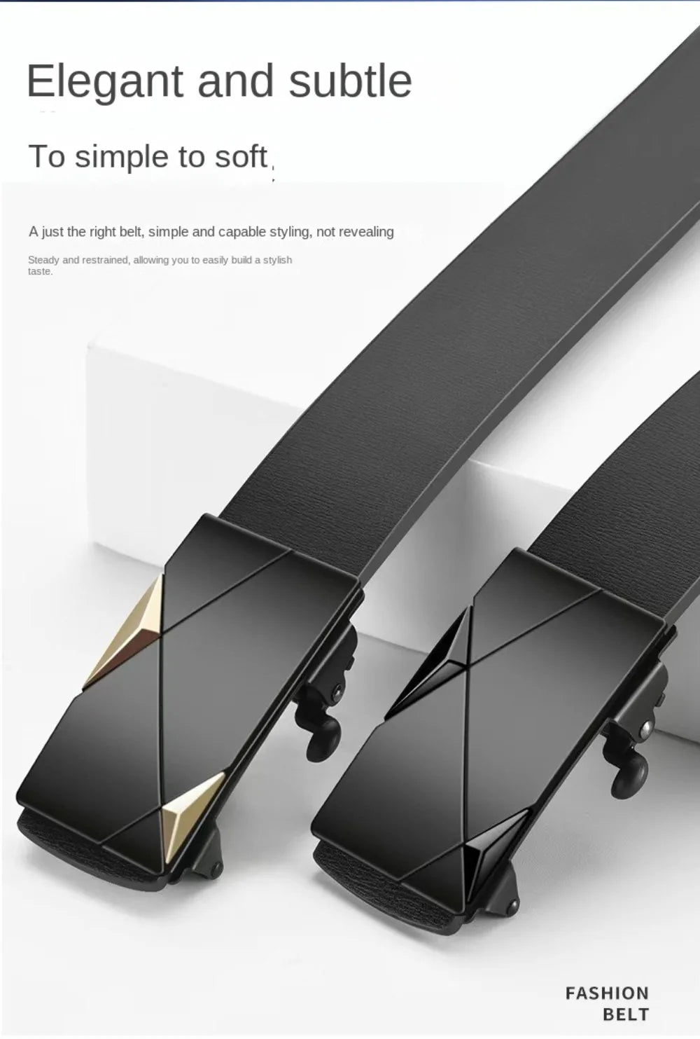 Fashion PU Leather Men's Business Belt Automatic Buckle Adjustable Men's Waist Strap Men's Leather Belt for Leisure Work Party