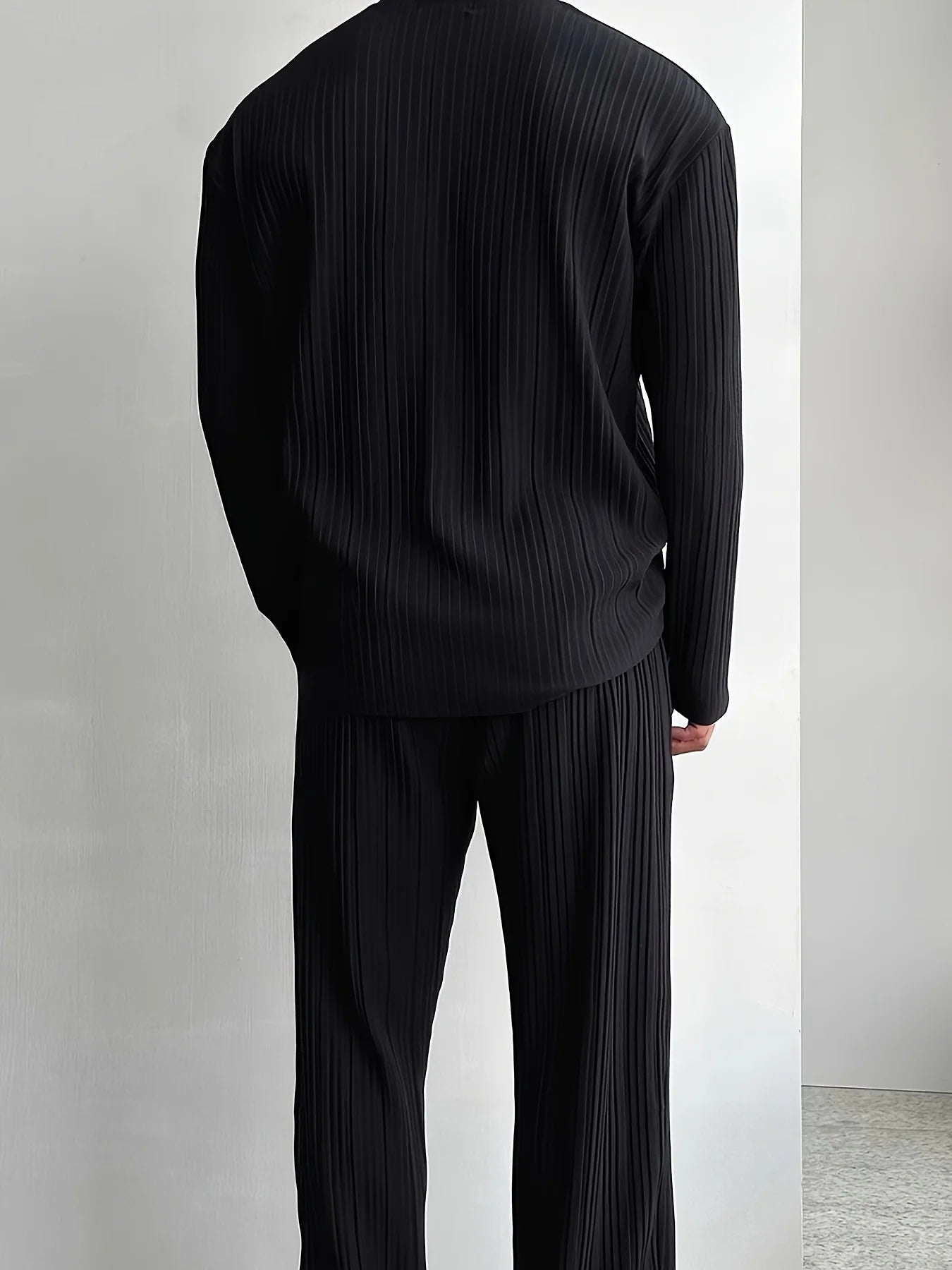 Casual button-down shirt long sleeve pants cool men's commuter two-piece set