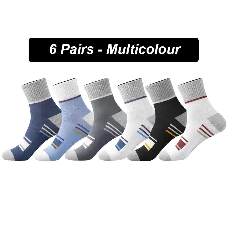 6Pairs Men Socks Breathable Cotton Sweat Absorption