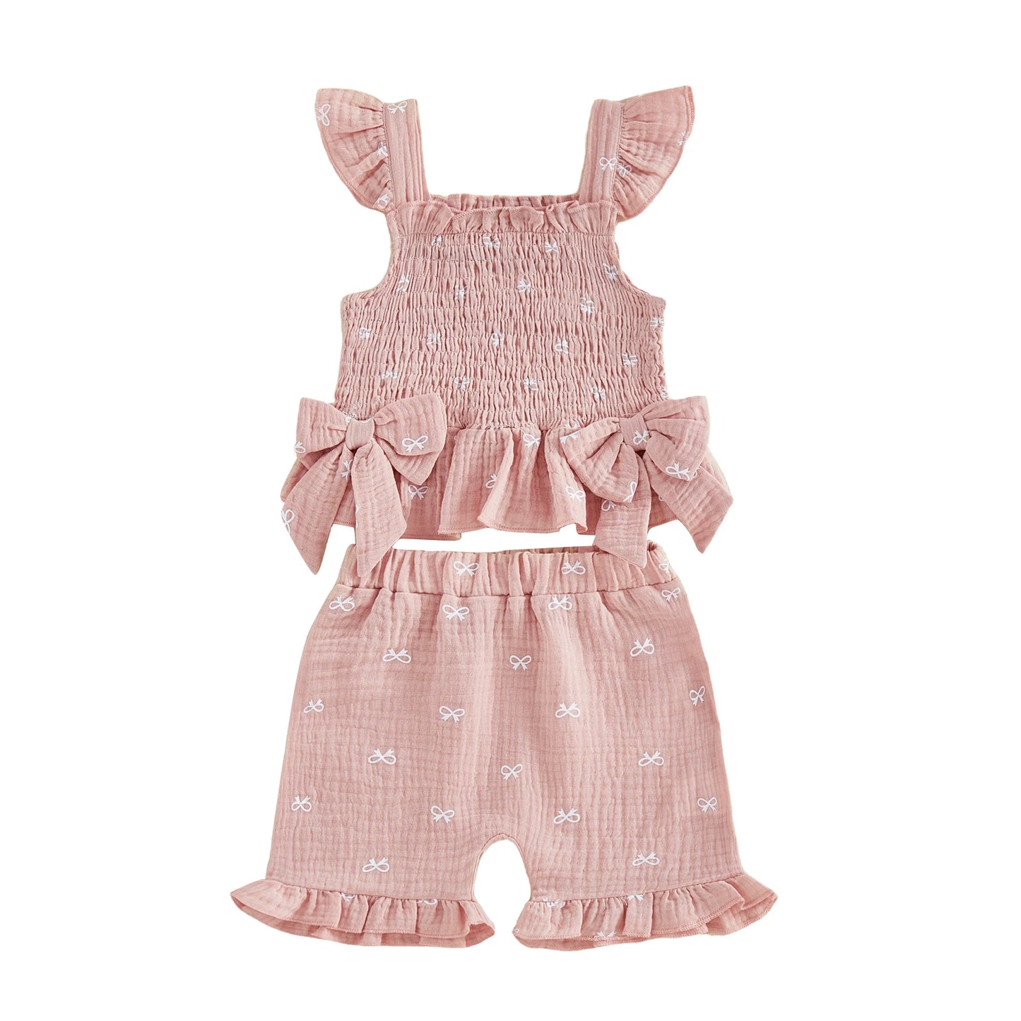 Infant Girls Stylish Floral Print Ruffle Sleeve Blouse with Matching Shorts
