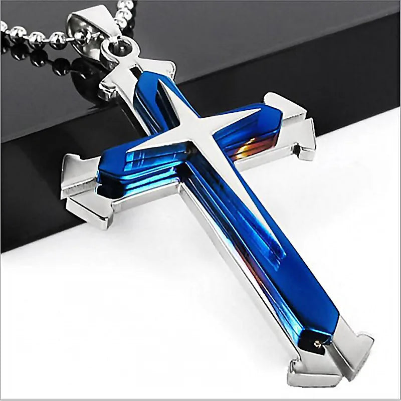 Cross Chain – Cool Black & Gold CZ Pendant