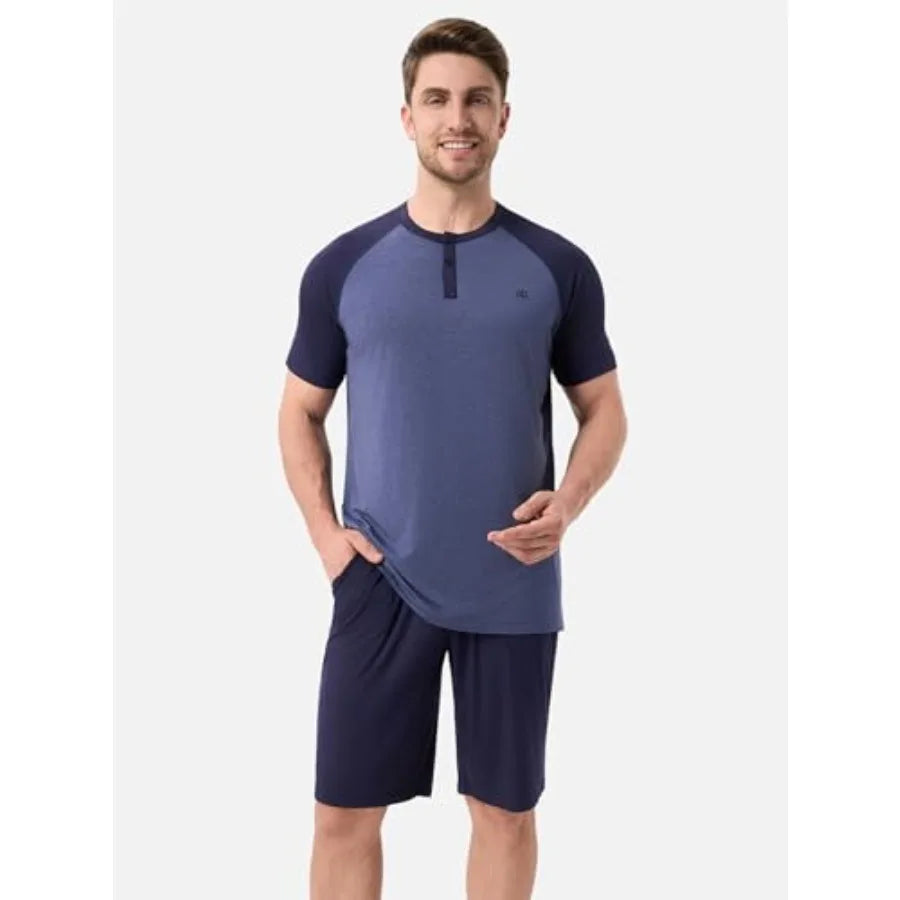 Men's Cooling Loungewear Ultra-Soft, Lightweight Short Sleeves Shirts and Shorts