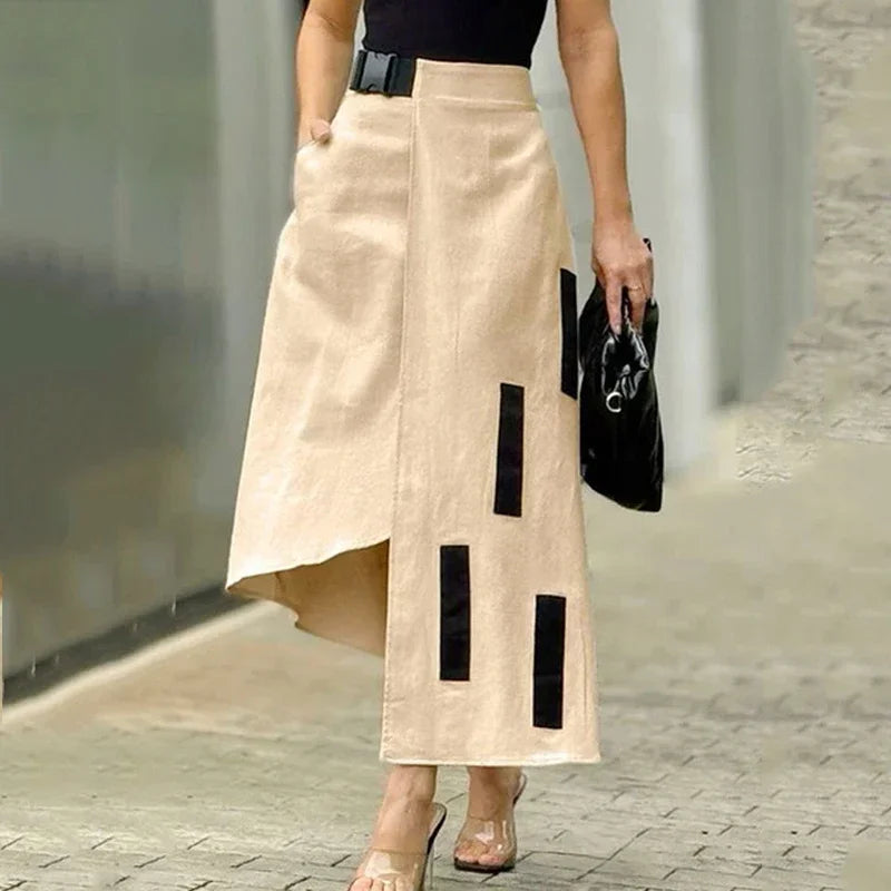 Women's Skirt High Waist Printed Asymmetric Elegant A-line Skirts