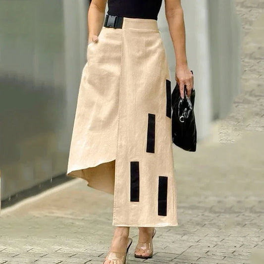 Women's Skirt High Waist Printed Asymmetric Elegant A-line Skirts