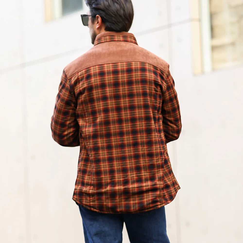 Men's Winter Windproof Warm Casual Bomber Coat Plaid Sherpa Lined Flannel Outdoor Classic Jacket
