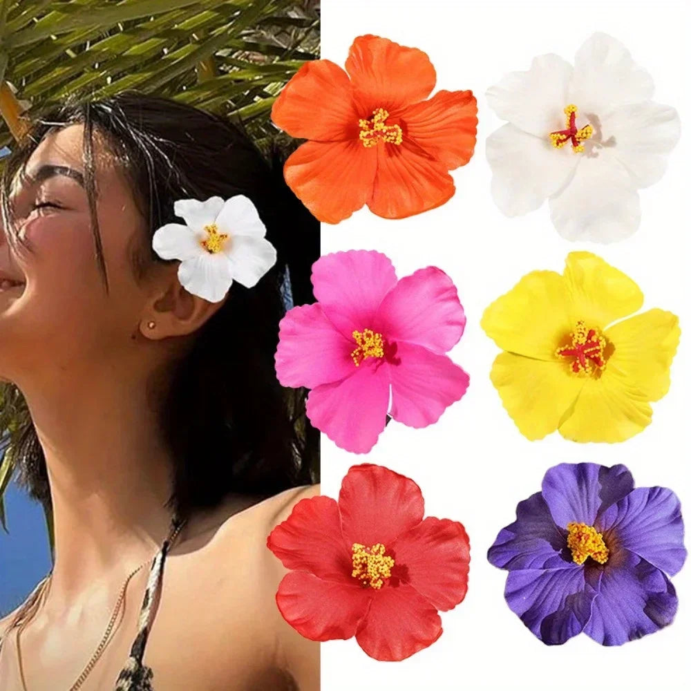 2/4/6 pcs  Hibiscus Lily Barrettes Hairpin