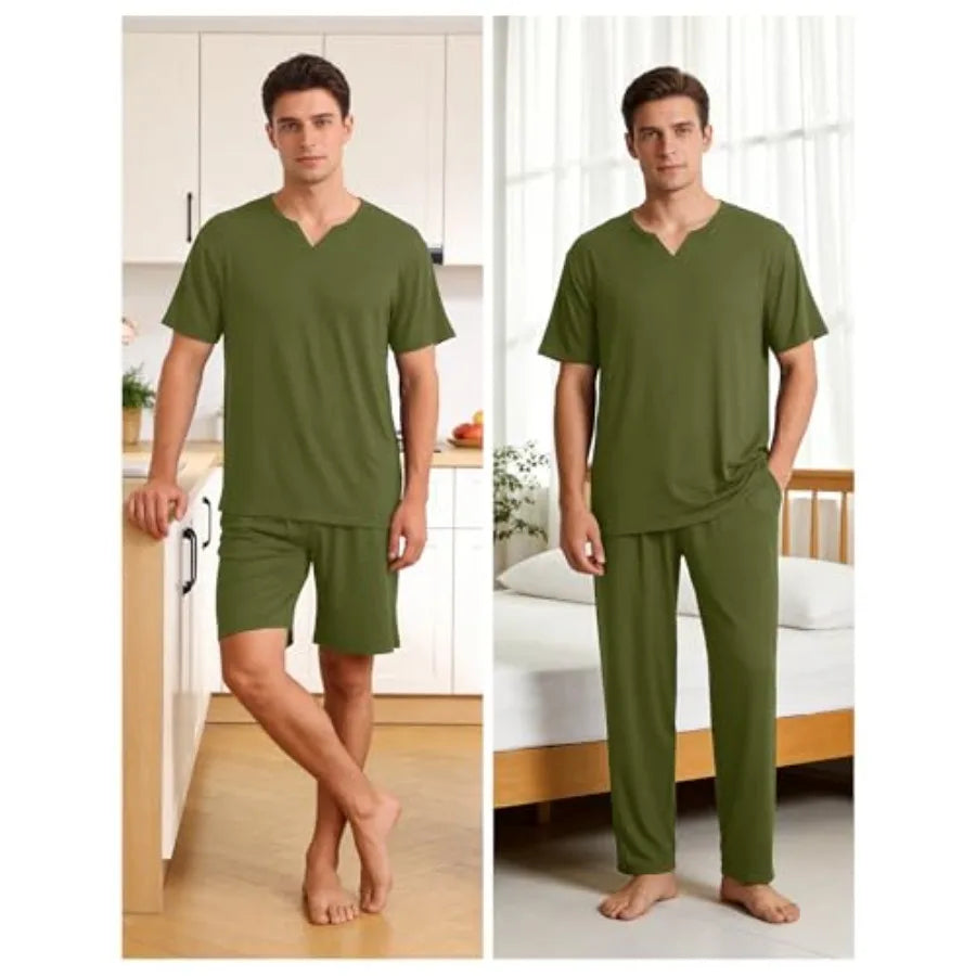 3 Pcs Short Sleeve with Shorts and Pants, Lightweight Soft Loungewear