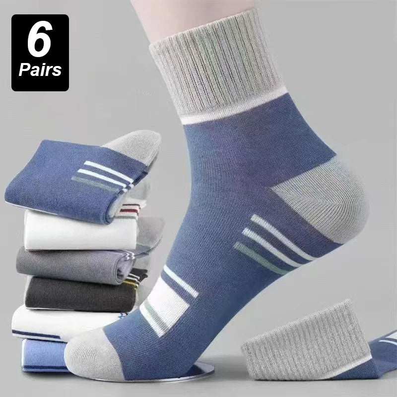 6Pairs Men Socks Breathable Cotton Sweat Absorption