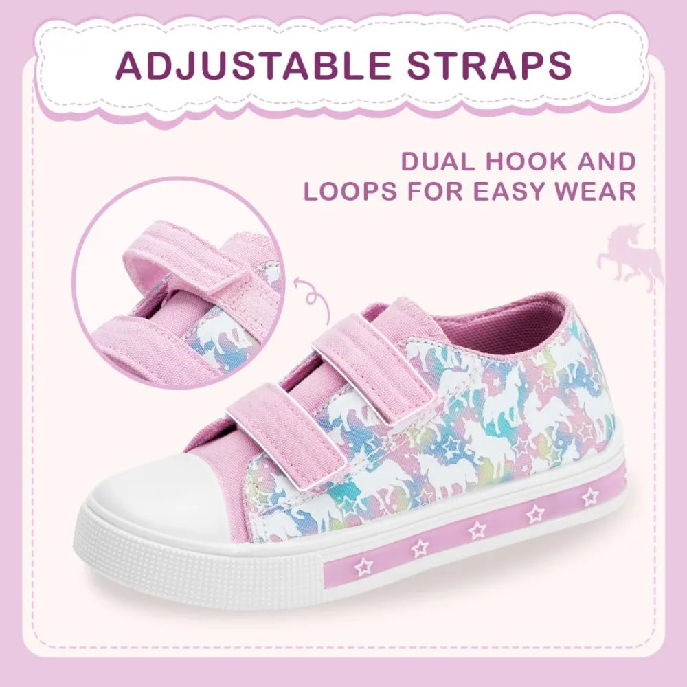 Toddler Light Up Casual Canvas Shoes with Adjustable Strap