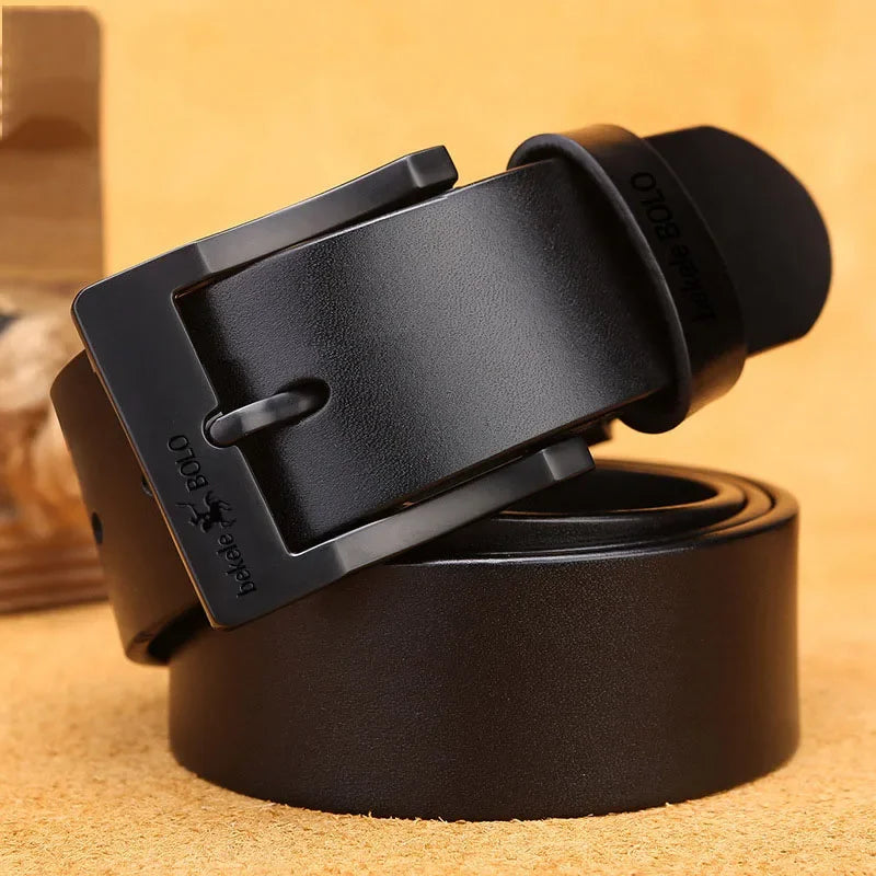 Belts for Men Real Genuine Leather with Metal Alloy Pin Buckle Business Belt
