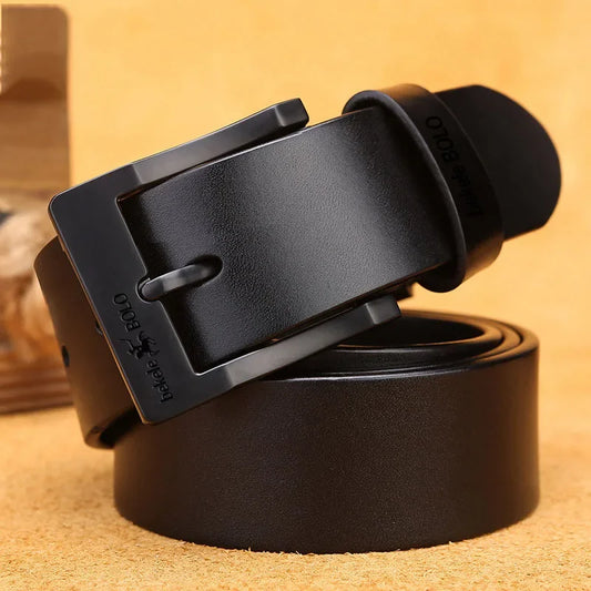 Belts for Men Real Genuine Leather with Metal Alloy Pin Buckle Business Belt