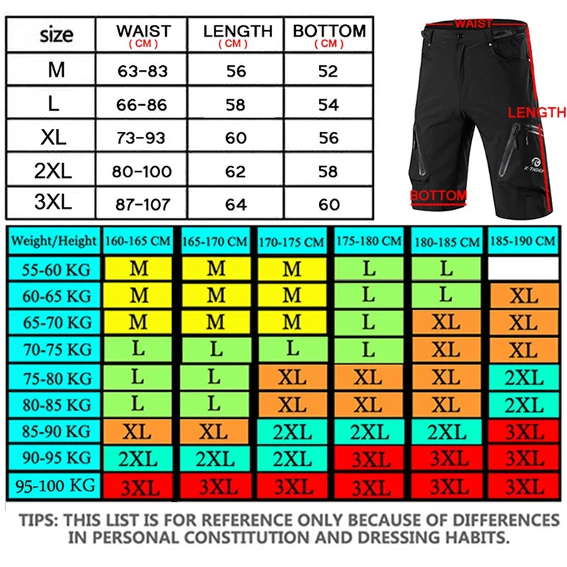 Men's Cycling Shorts With 5D Gel Pad Cycling Underwear Mountain Bike Downhill Shorts