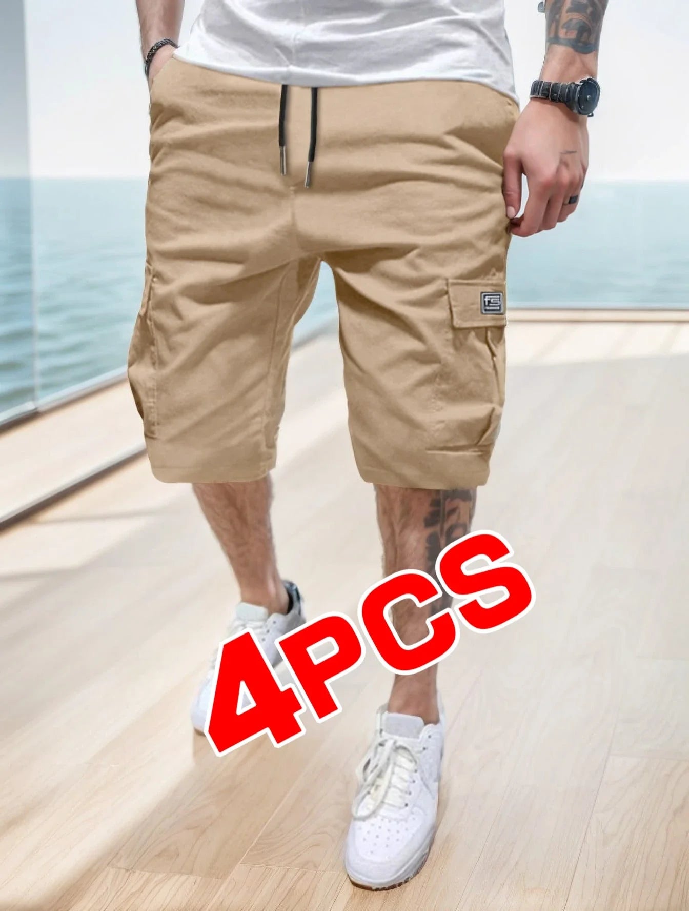 4-Pack Men's Casual Cargo Shorts Loose Fit With Pockets