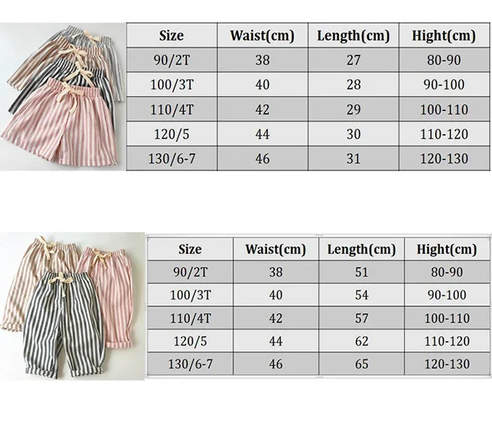 Linen Cotton Shorts/Stripe Pants