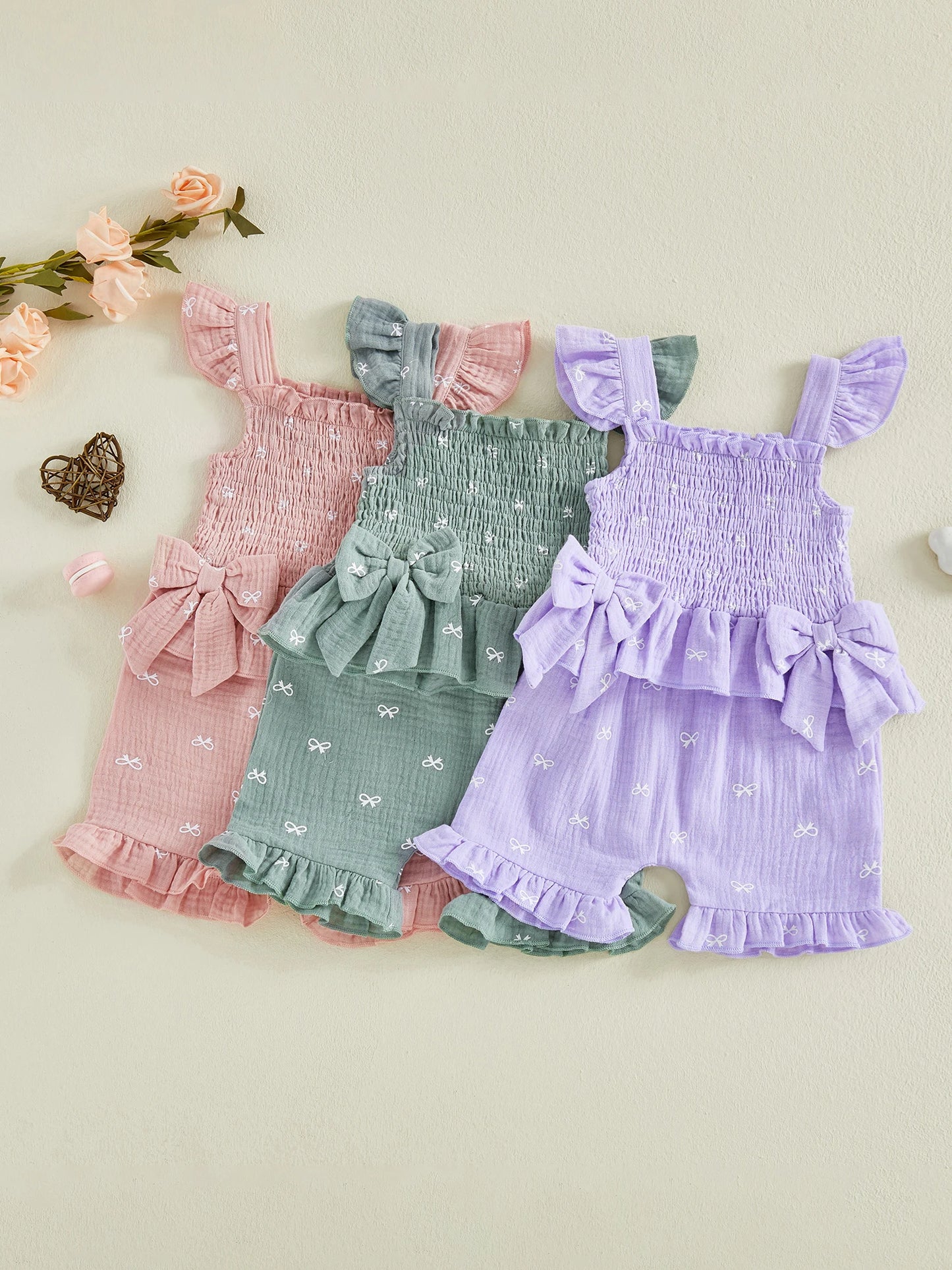 Infant Girls Stylish Floral Print Ruffle Sleeve Blouse with Matching Shorts