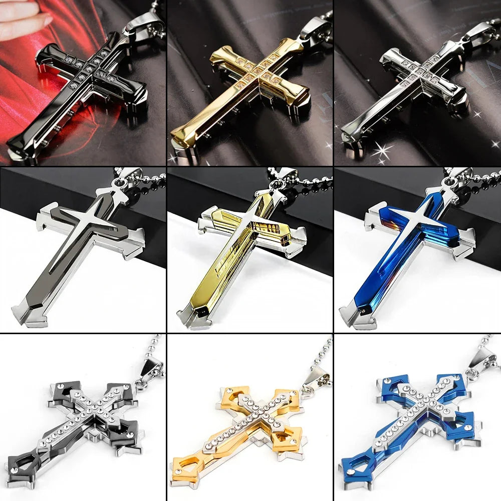 Cross Chain – Cool Black & Gold CZ Pendant
