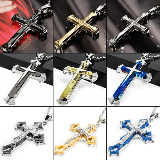 Cross Chain – Cool Black & Gold CZ Pendant