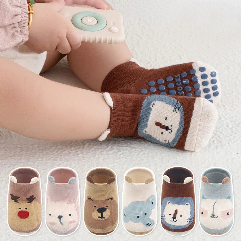 6 Pairs Cotton Socks Non-slip Boys and Girls