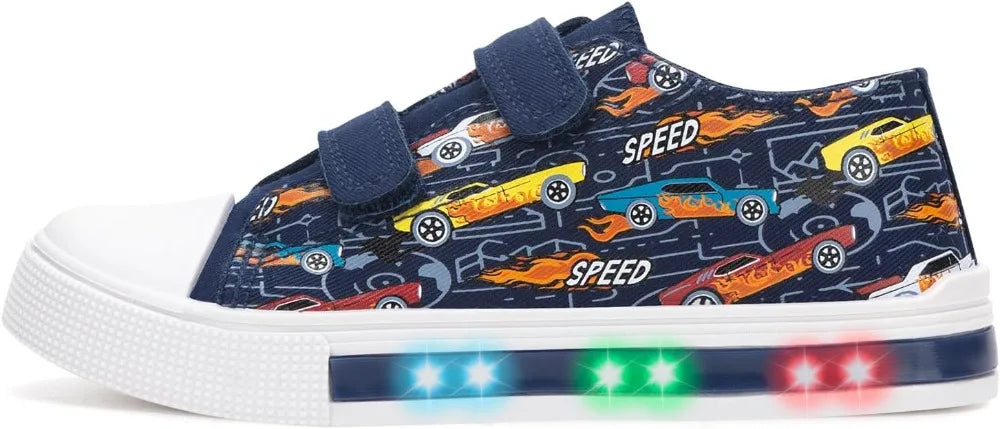 Toddler Light Up Casual Canvas Shoes with Adjustable Strap