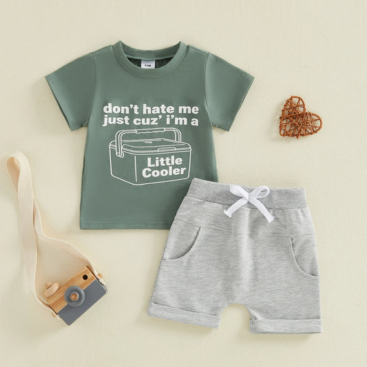 Boy's Printed Crew Neck T-shirt and Matching Shorts