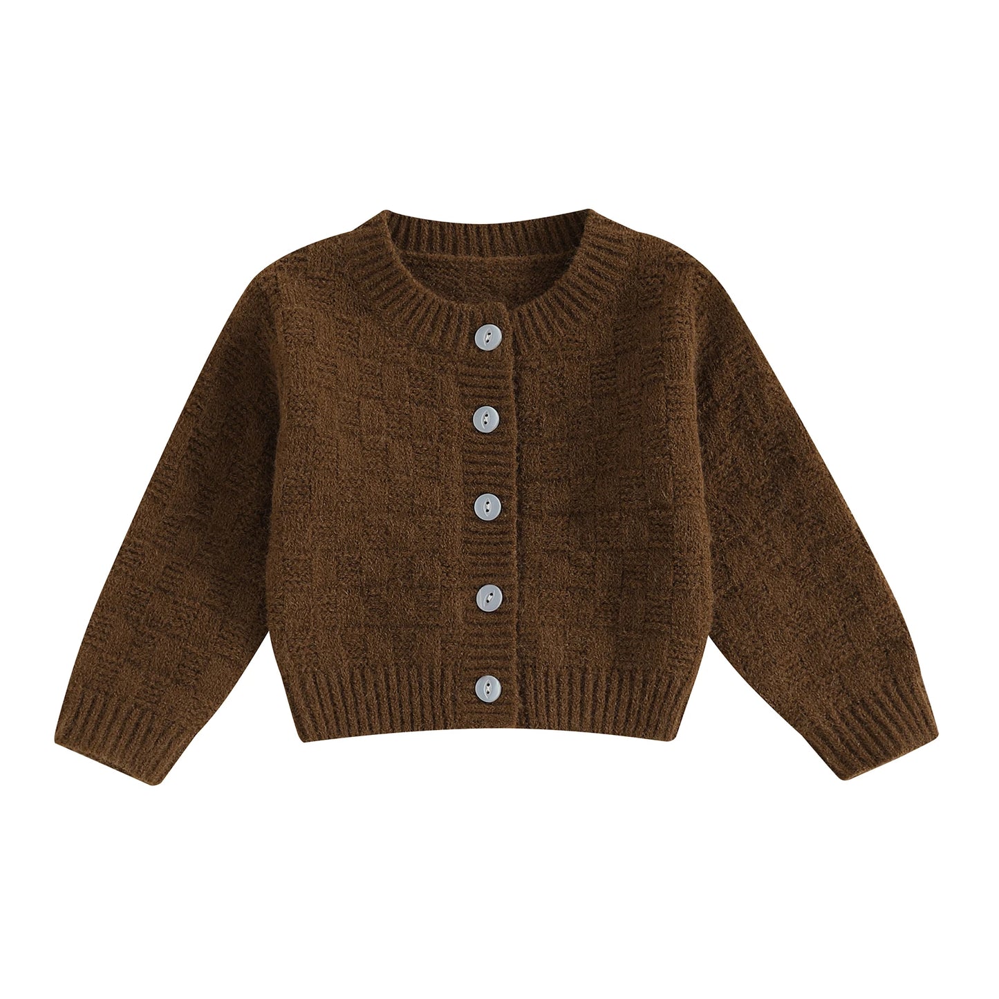 Children's Autumn Winter Cable Knit Sweater Long Sleeve Solid Color Button Down Warm Cardigan