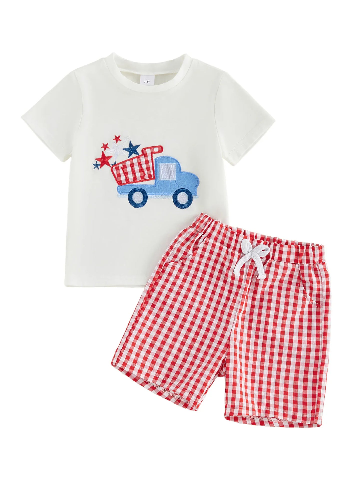 Short Sleeve American Flag Print T-shirt with Denim Shorts