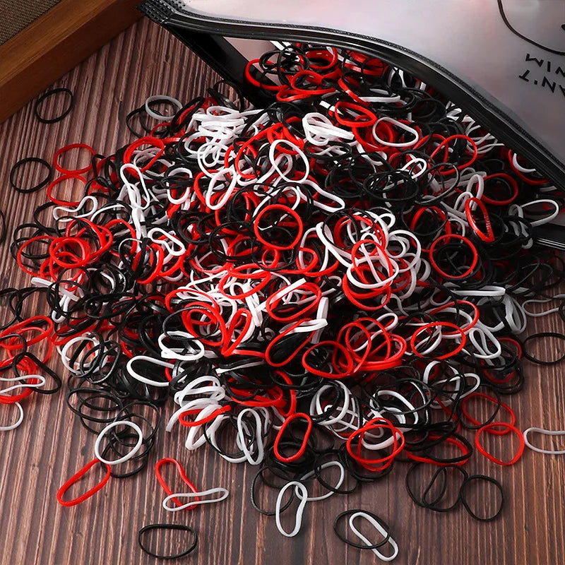1000/2000pcs Colorful Disposable Rubber Elastic Hair Band Ties