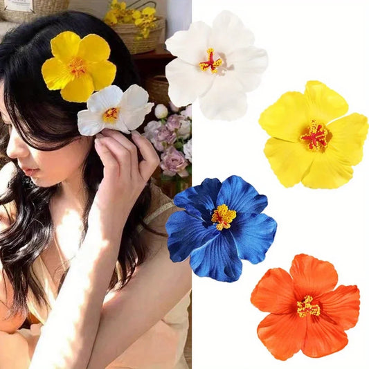 2/4/6 pcs  Hibiscus Lily Barrettes Hairpin