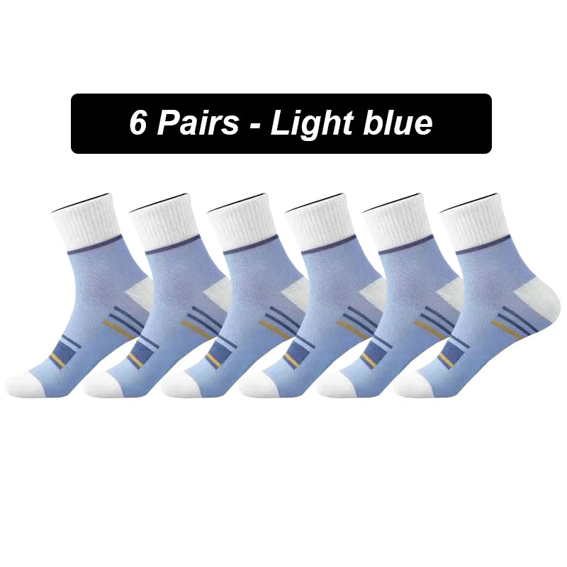 6Pairs Men Socks Breathable Cotton Sweat Absorption