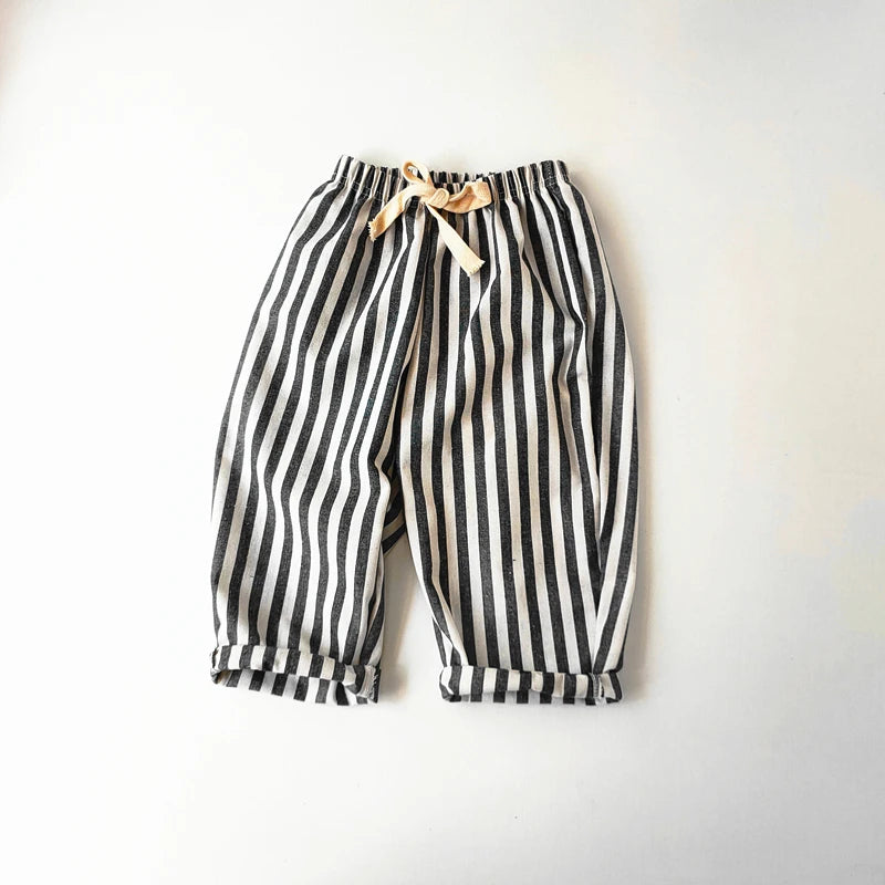Linen Cotton Shorts/Stripe Pants